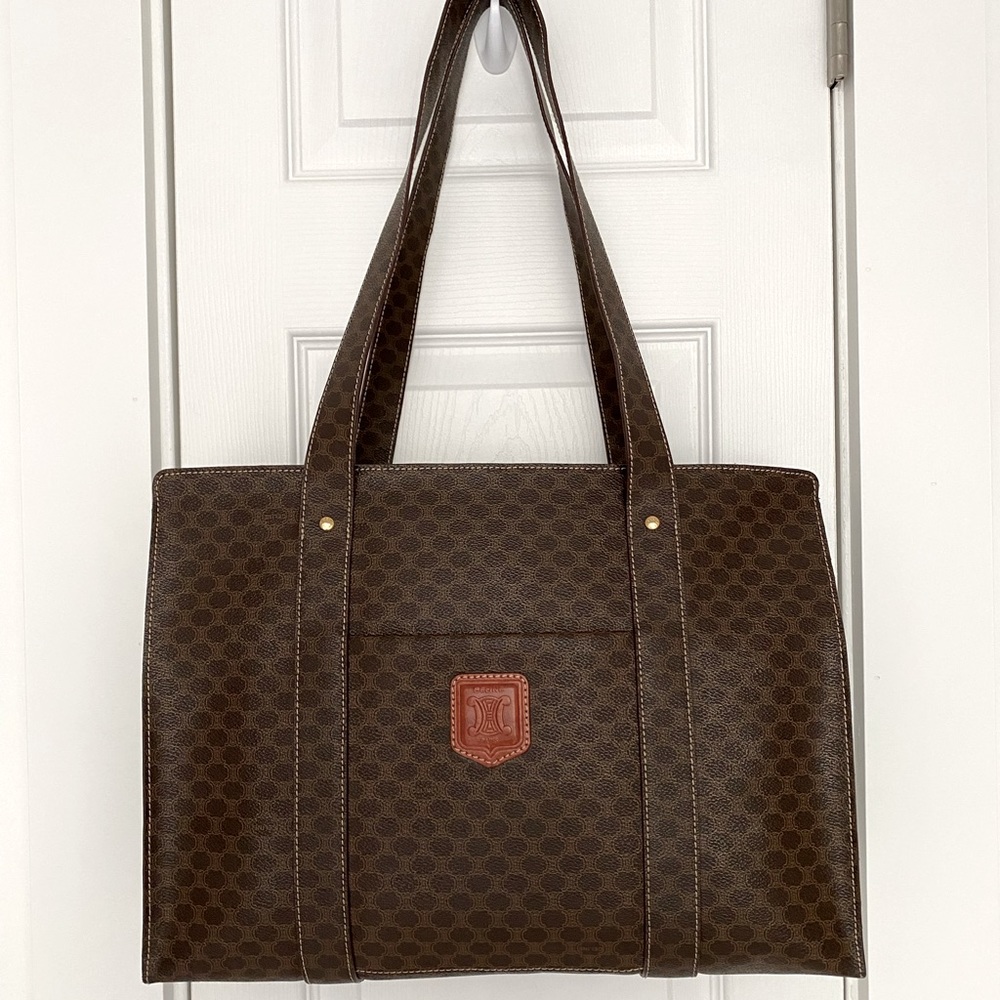 CELINE Macadam Tote Shoulder Bag Tote coated canvas authentic